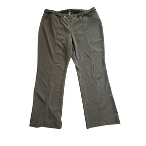 SOHO Apparel Plus Size 3X Khaki Green Wide Leg Pants Gold Chain Detail